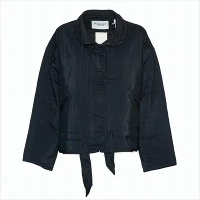 Isabel Marant Boxy Textured Jacket With Concealed Fastenings In Blue