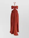 Isabel Marant Braided Cut-out Halter Maxi Pleated Side Slit In Red