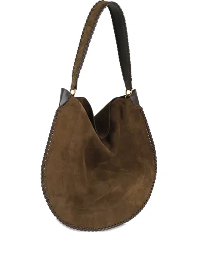 Isabel Marant Braided-trim Suede Clutch Bag In Brown