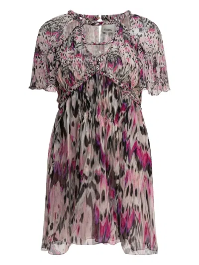 Isabel Marant Braided-detail Animal-print Mini Dress In Multi