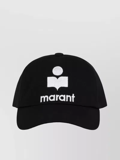 Isabel Marant Black Baseball Cap With Contrasting Logo Embroidery In Cotton Woman In Grey