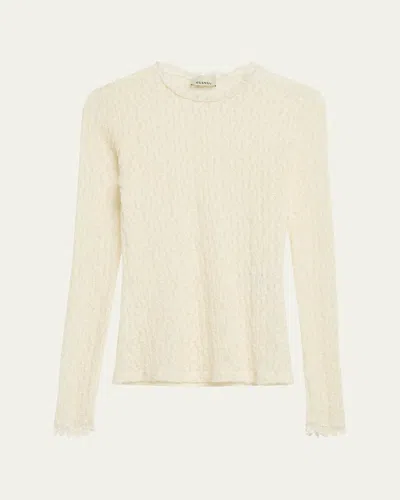 Isabel Marant Brany Stretch Lace Long-sleeve Top In Neutral