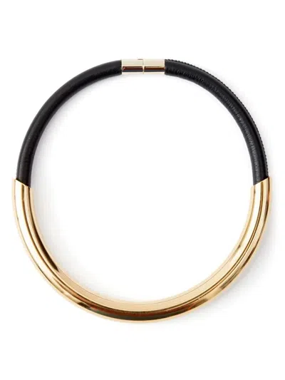 Isabel Marant Brass And Leather Erin Choker Necklace Accessories In Gold