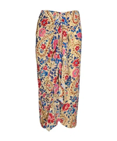 Isabel Marant Bree Floral-print Midi Skirt In Nude