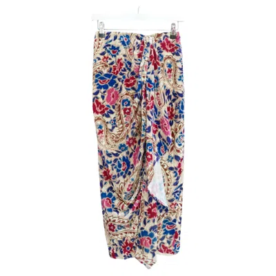 Pre-owned Isabel Marant Breena Floral & Paisley Velvet Midi Skirt In Brown