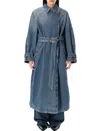 Isabel Marant Brekka Cotton Denim Trench Coat In Blue