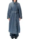 Isabel Marant Brekka Cotton Denim Trench Coat In Blue