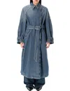 Isabel Marant Brekka Cotton Denim Trench Coat In Blue