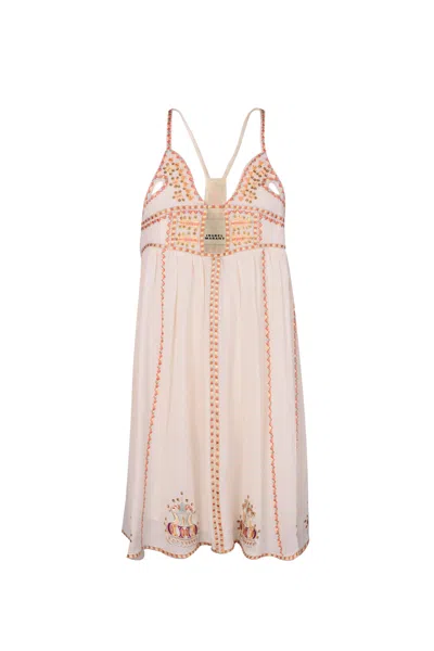 Isabel Marant Bretty Dress In Beige Silk In Ecru