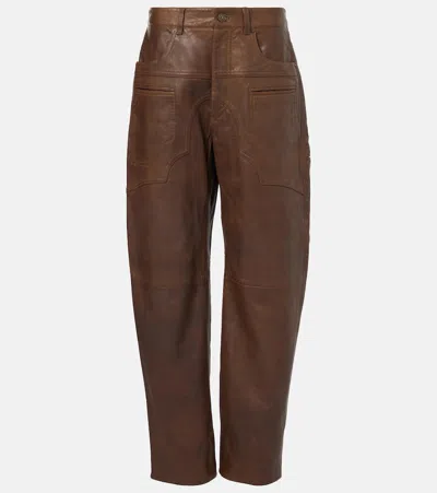 Isabel Marant Breydi High-rise Leather Barrel-leg Pants In Brown