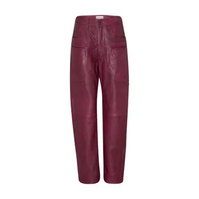 Isabel Marant Breydi Leather Pants In Red