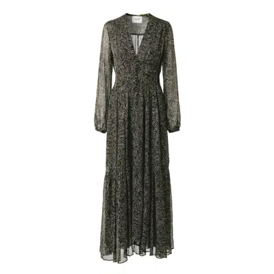 Isabel Marant Briane Printed Chiffon Maxi Dress In Grey