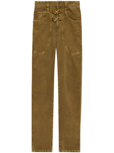 Isabel Marant Brinley Buckle Jeans In Braun