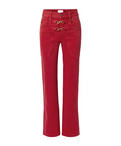 Isabel Marant Brinley Embellished High-rise Straight-leg Jeans In Red
