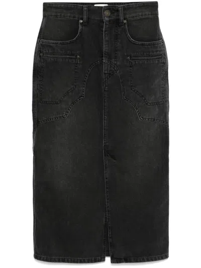 Isabel Marant Britt Denim Midi Skirt In Black