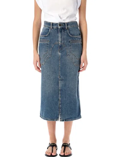 Isabel Marant Britt Denim Midi Skirt In Blue