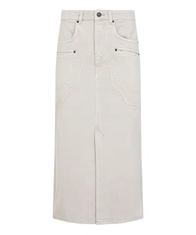 Isabel Marant Britt Midi Denim Skirt In White
