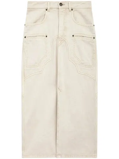 ISABEL MARANT BRITT STITCHED DENIM MIDI SKIRT