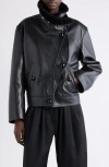 Isabel Marant Briyana Leather Moto Jacket With Faux Fur Trim In Black