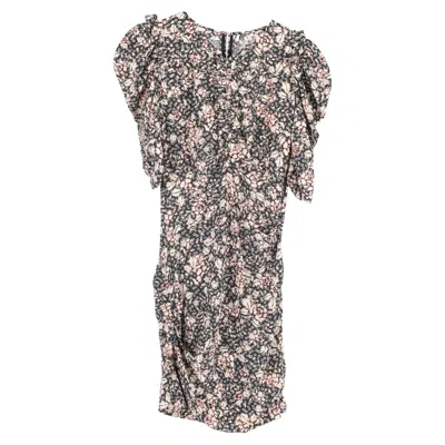 Isabel Marant Brizia Ruched Mini Dress In Floral Print Silk In Pink
