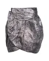Isabel Marant Brocade Metallic Wrap Mini Skirt In Silver Wool Blend In Silver