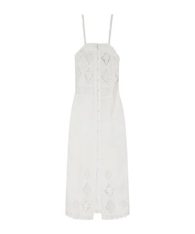 Isabel Marant Broderie Anglaise Cotton And Linen-blend Midi Dress In White