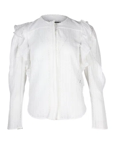 Isabel Marant Broderie Anglaise Ruffle-trim Blouse In White Cotton