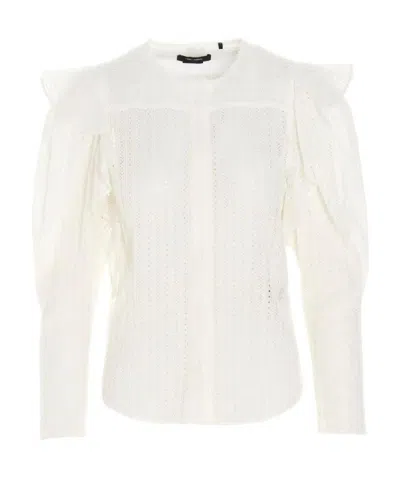 Isabel Marant Broderie Anglaise Ruffle-trim Blouse In White