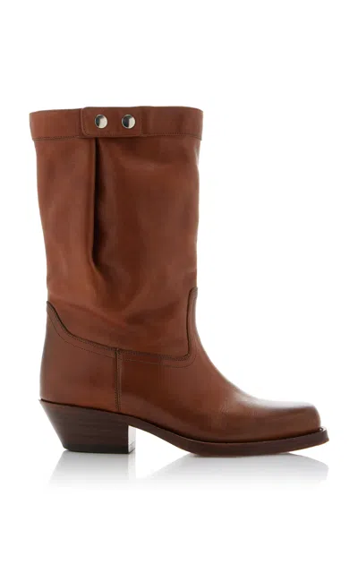 Isabel Marant Ademe Havana Leather Biker Boot In Brown