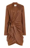 Isabel Marant Aleora Draped Faux Suede Wrap Dress In Brown