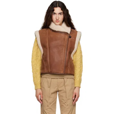 Isabel Marant Brown Alime Shearling Vest In 50co Cognac