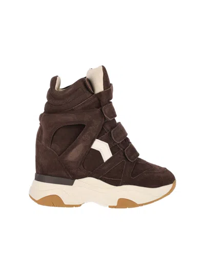 Isabel Marant Brown Balskee Leather Suede Sneakers In Multi