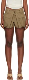 Isabel Marant Barta Cargo Shorts Straps Multiple Pockets In Brown