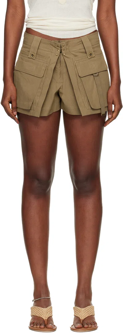 Isabel Marant Barta Cargo Shorts Straps Multiple Pockets In Neutral