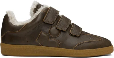 Isabel Marant Beth Genuine Shearling Lined Low Top Sneaker In Vintage Brown