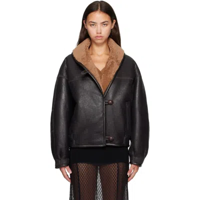 Isabel Marant Brown Charina Shearling Coat In Black
