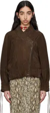 Isabel Marant Edina Asymmetric Suede Jacket In Brown