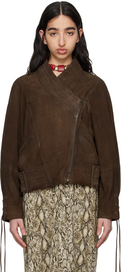 ISABEL MARANT BROWN EDINA SUEDE JACKET