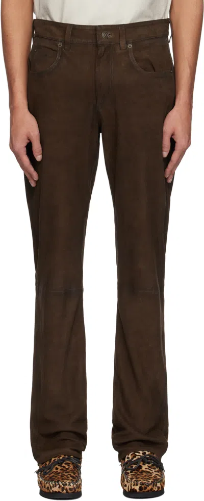 ISABEL MARANT BROWN LEWYS SUEDE TROUSERS