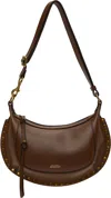 Isabel Marant Oskan Moon Studded Leather Shoulder Bag In Coffee