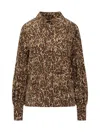 Isabel Marant Animal Patterned Teysa Silk Shirt In Brown