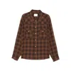 Isabel Marant Checked Long Sleeve Shirt With Chest Pockets In Brown