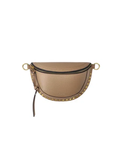 Isabel Marant Brown Skano Studded Leather Belt Bag In Beige