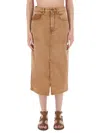 Isabel Marant Brown Solid Midi Skirt In Brown