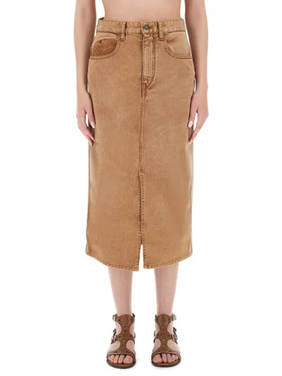 Isabel Marant Brown Solid Midi Skirt