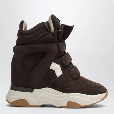 Isabel Marant Brown Suede Balskee Wedge Sneakers In Black