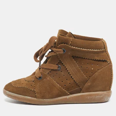 Pre-owned Isabel Marant Brown Suede Bobby Wedge Sneakers Size 37