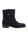 Isabel Marant Short Ankle Block Heel Suede Boots In Black