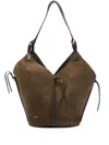 Isabel Marant Brown Suede Shoulder Bag With Angular Silhouette In Black