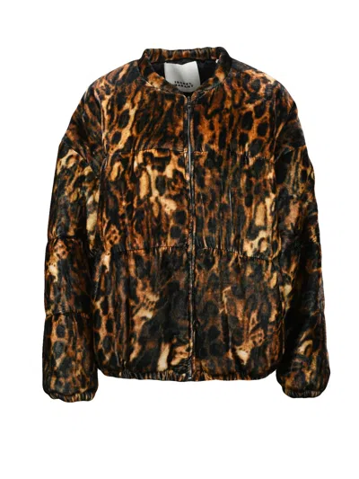 Isabel Marant Brown Viscose-blend Animal Down Jacket In Multi